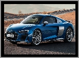 Bok, Niebieskie, Audi R8 Coupe Performance